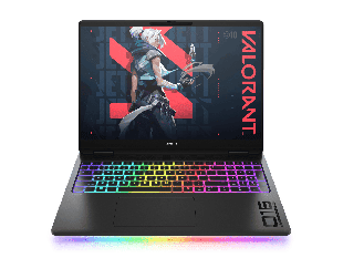 OMEN MAX Gaming Laptop 16-ah0017nx - 16-inch (40.64 cm) - Shadow black aluminum in cover and base, light bar, RGB in keyboard frame, black chrome logo (C27JQEA#A2N) - Center facing