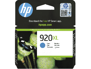 HP 920XL High Yield Cyan Original Ink Cartridge (CD972AE#BGX) - Center facing