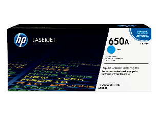 HP 650A Cyan Original LaserJet Toner Cartridge (CE271A) - Center facing