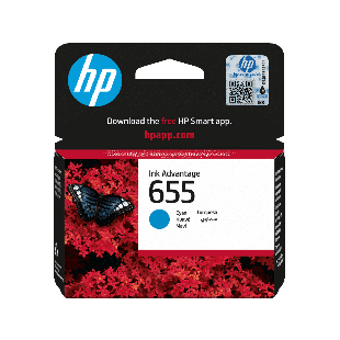 HP 655 Cyan Original Ink Advantage Cartridge (CZ110AE#BHL) - Center facing