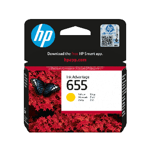 HP 655 Yellow Original Ink Advantage Cartridge (CZ112AE) - Center facing