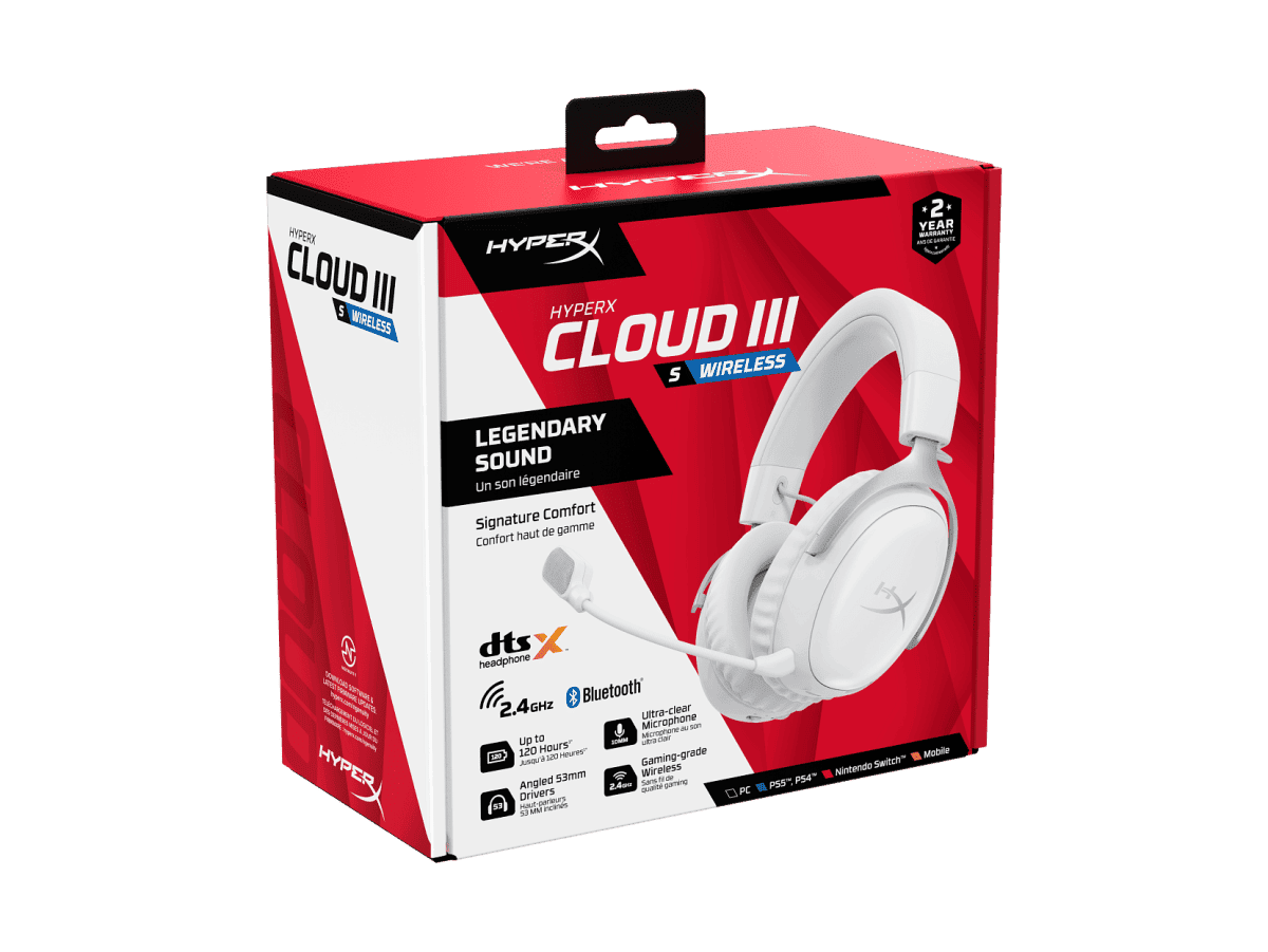 HyperX Cloud III S - Wireless Gaming Headset (White) (AX6G1AA