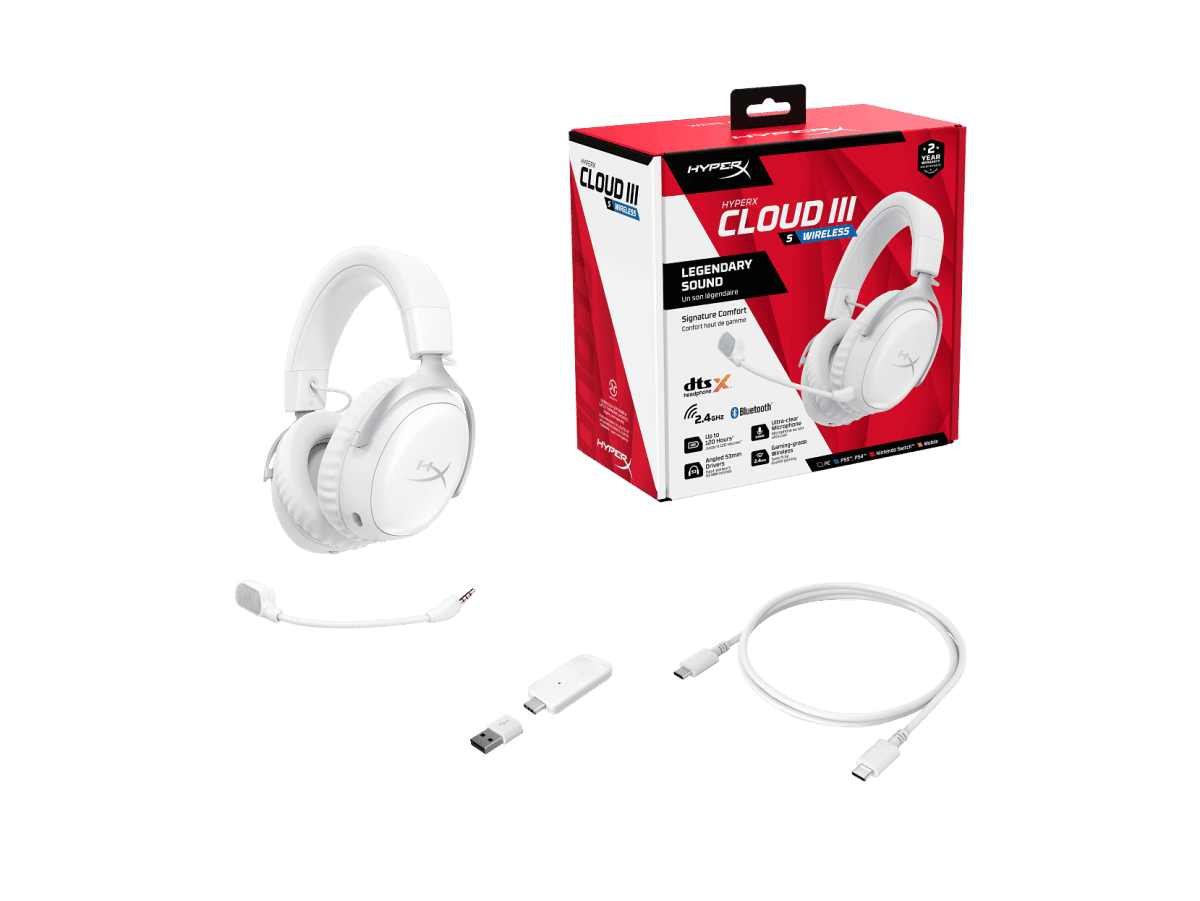HyperX Cloud III S - Wireless Gaming Headset (White) (AX6G1AA
