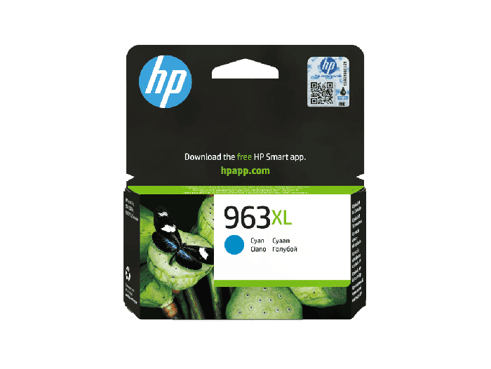 HP 963XL High Yield Cyan Original Ink Cartridge (3JA27AE) - Center facing