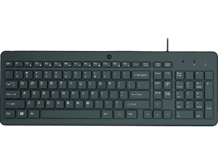 HP 150 USB-A Wired Keyboard (664R5AA) - Center facing