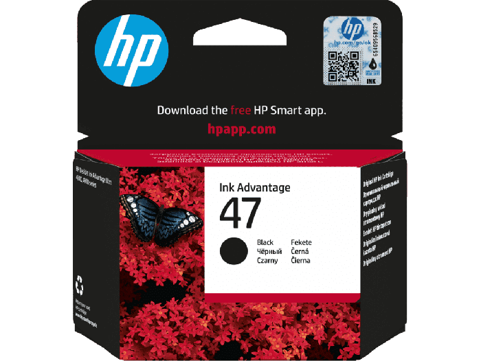 HP 47 Black Original Cartridge (6ZD21AE) - Center facing
