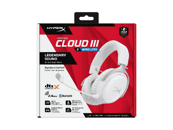 HyperX Cloud III S - Wireless Gaming Headset (White) (AX6G1AA)