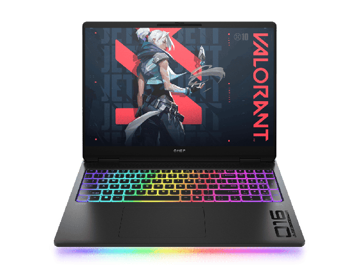 OMEN MAX Gaming Laptop 16-ah0017nx - 16-inch (40.64 cm) - Shadow black aluminum in cover and base, light bar, RGB in keyboard frame, black chrome logo (C27JQEA#A2N) - Center facing