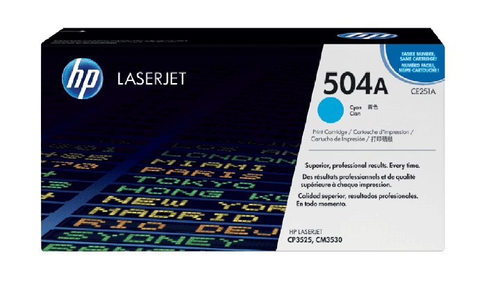 HP 504A Cyan Original LaserJet Toner Cartridge (CE251A)