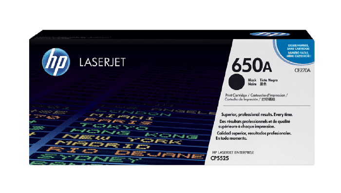 HP 650A Black Original LaserJet Toner Cartridge (CE270A)