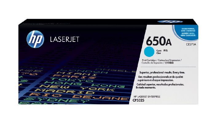 HP 650A Cyan Original LaserJet Toner Cartridge (CE271A)