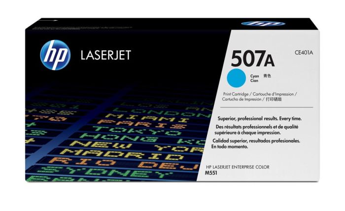 HP 507A Cyan Original LaserJet Toner Cartridge (CE401A) - Center facing