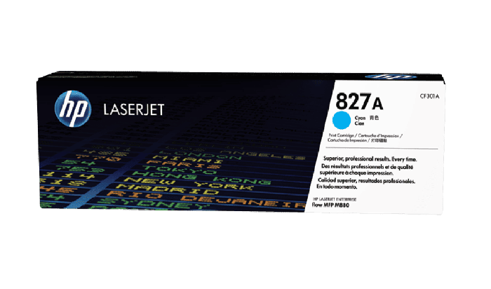 HP 827A Cyan Original LaserJet Toner Cartridge (CF301A)