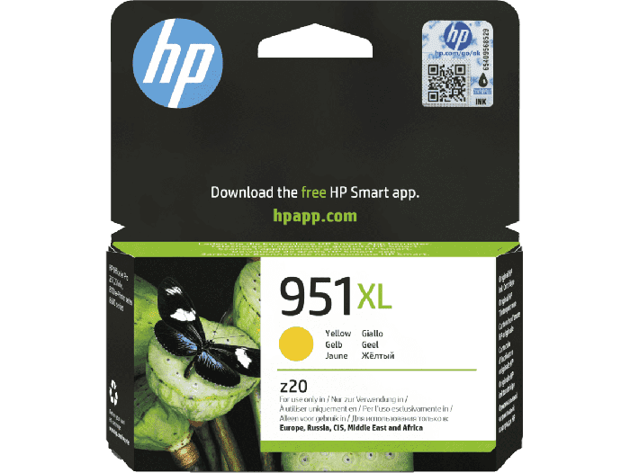 HP 951XL High Yield Yellow Original Ink Cartridge (CN048AE#BGX) - Center facing