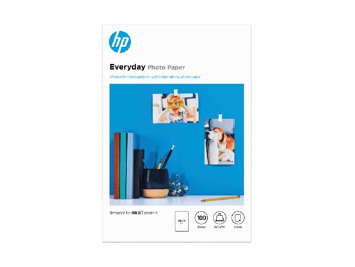 HP Everyday Glossy Photo Paper-100 sht/10 x 15 cm (CR757A) - Center facing