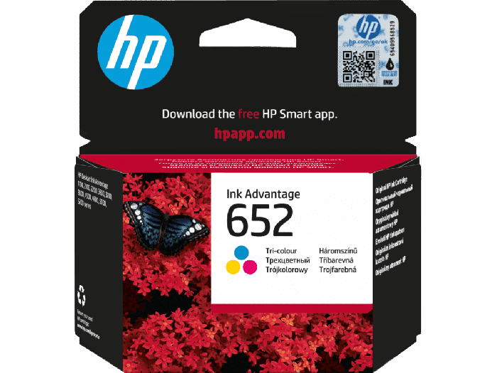 HP 652 Tri-color Original Ink Advantage Cartridge (F6V24AE#BHL) - Center facing