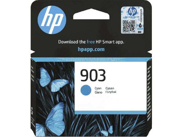 HP 903 Cyan Original Ink Cartridge (T6L87AE#BGX) - Center facing