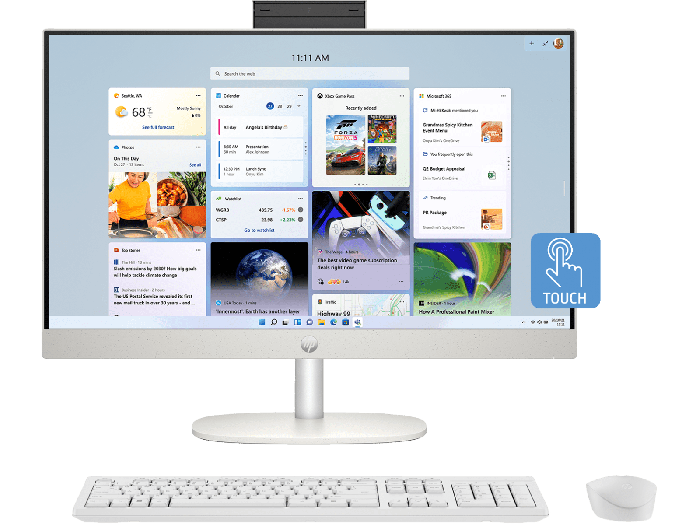 HP 23.8 inch All-in-One 24-cr1000nx PC - 23.8-inch (60.45 cm) - Shell white (B5NP7EA#A2N)